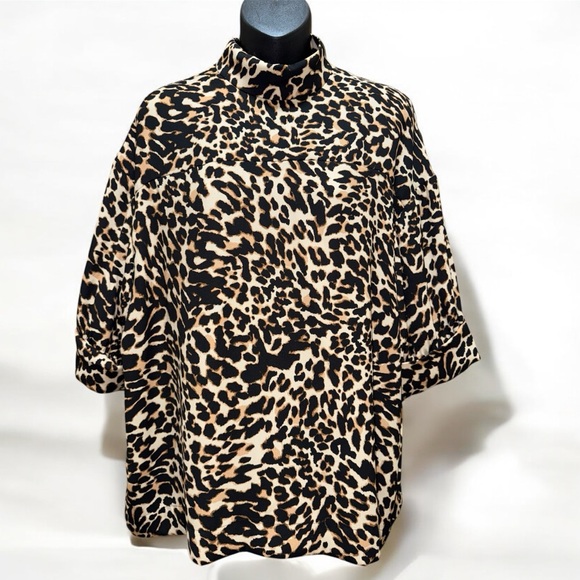 ZARA Animal Print Oversized Blouse size L - Picture 2 of 16